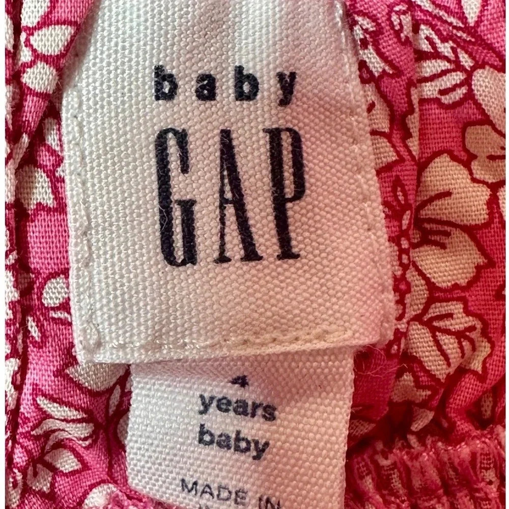Baby Gap Floral Dress‎ Kids 4 Years Pink Excellent Smocked Ruffle Lace Trim